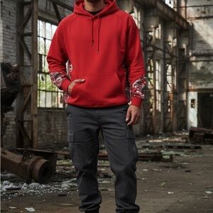 Red, Grey and Black Badger Sport Hoodie for Men